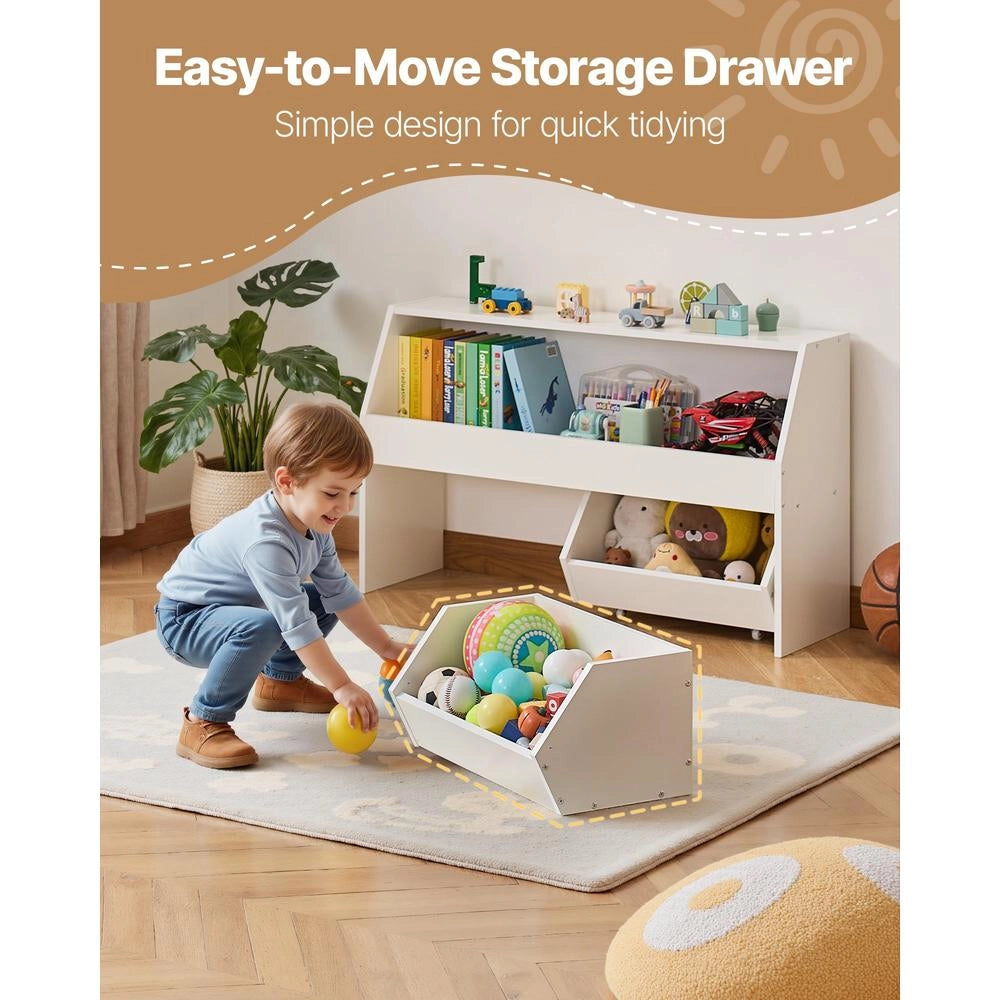 Armadio Mobile Legno Bianco Cassetti Libreria Aperta Camera Studio 33.5x11.8x33.1 Pollici