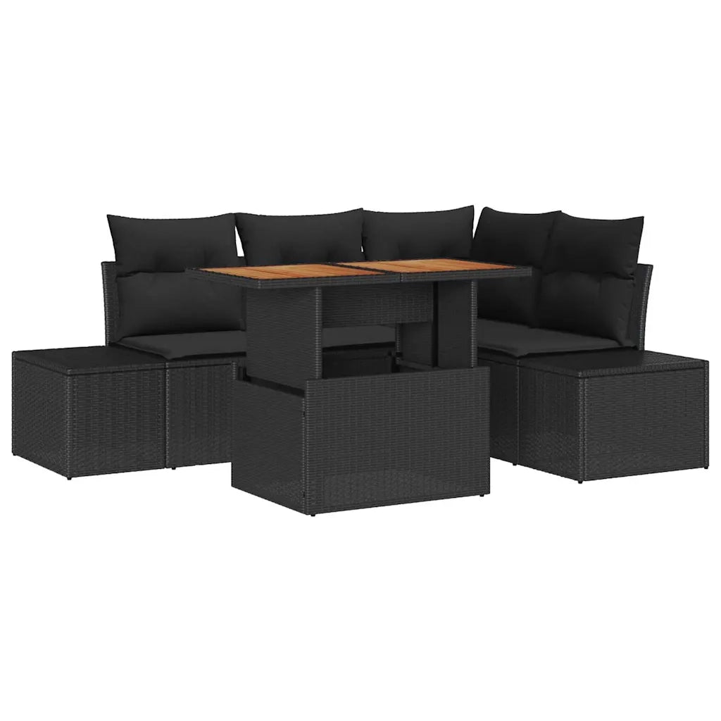 Set Divano da Giardino con cuscino 5 pcs Nero e Marrone 3349960