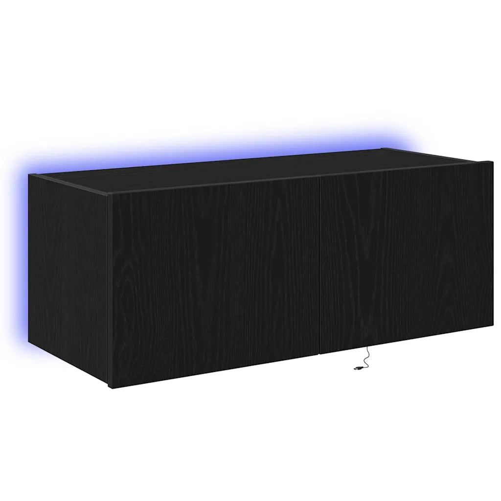Mobile TV da parete-Mobile TV a Muro-Credenza TV Rovere Nero 80 x 35 x 31 cm