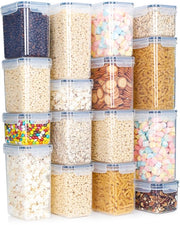 Set di contenitori a chiusura ermetica, 16 contenitori, non BPA, contenitore per la conservazione del farina in cucina, organizzatore per la cucina, contenitori per la conservazione dei cibi
