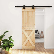 Porta scorrevole Naturale e Nero 70 x 210 cm 3445073