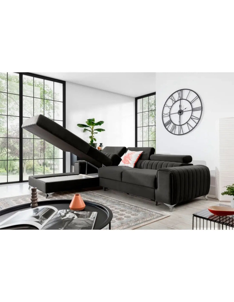 Divano angolare sinistro Grigio scuro convertibile 3 posti JAYSON grande comfort