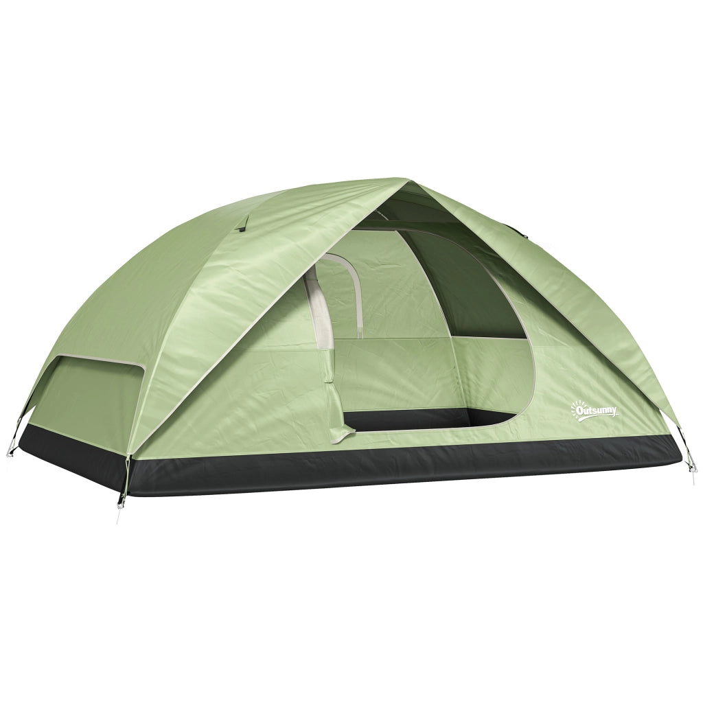 Tenda da Campeggio per 3 Persone Impermeabile con Tasche, Gancio per Lanterna e Borsa di Trasporto, Verde
