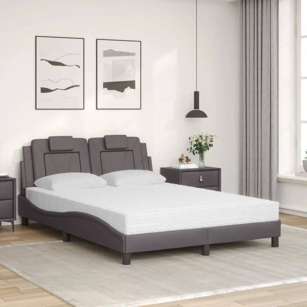 vidaXL Letto con Materasso Grigio 140x190 cm in Similpelle