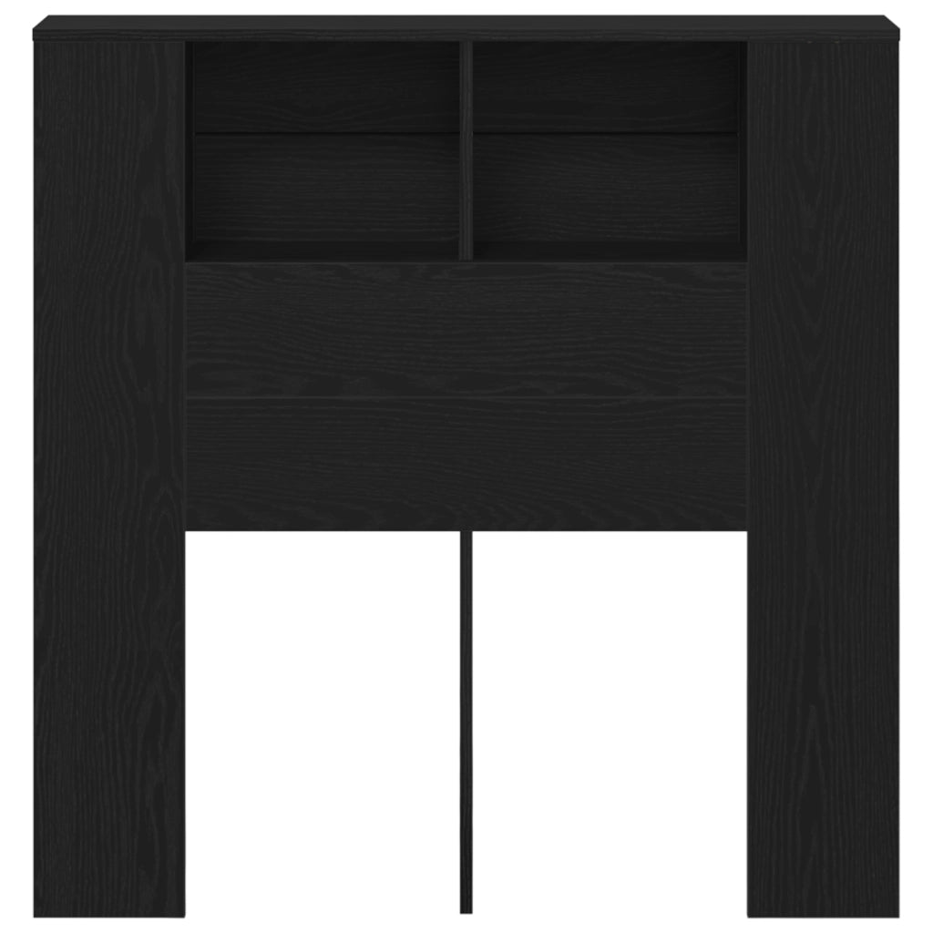 Testiera per letto Armadietto Nero Rovere 100x19x104,5 cm Realizzato in Legno Ingegnerizzato