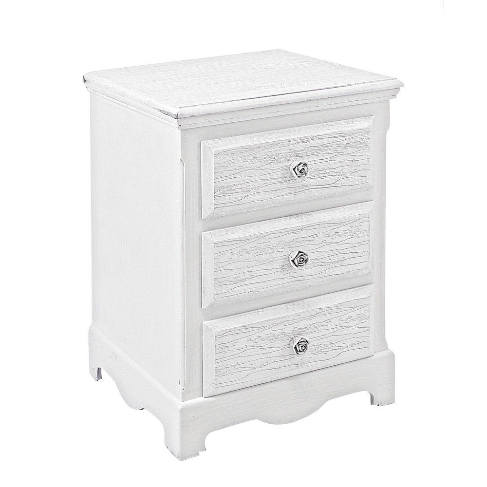 Cassettiera 3 Cassetti Legno Bianco Rustico da Interno - BLAINE