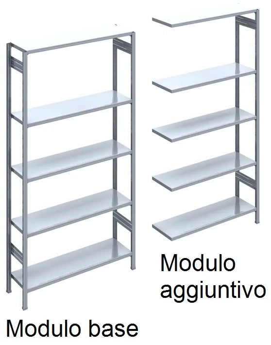 SCAFFALATURA metallica da magazzino Zincata cm. 80x60x300h