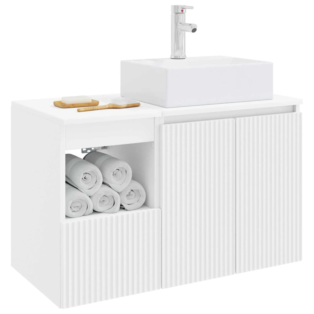 Set di mobili per il bagno 2 pz Bianco Legno ingegnerizzato 3404054