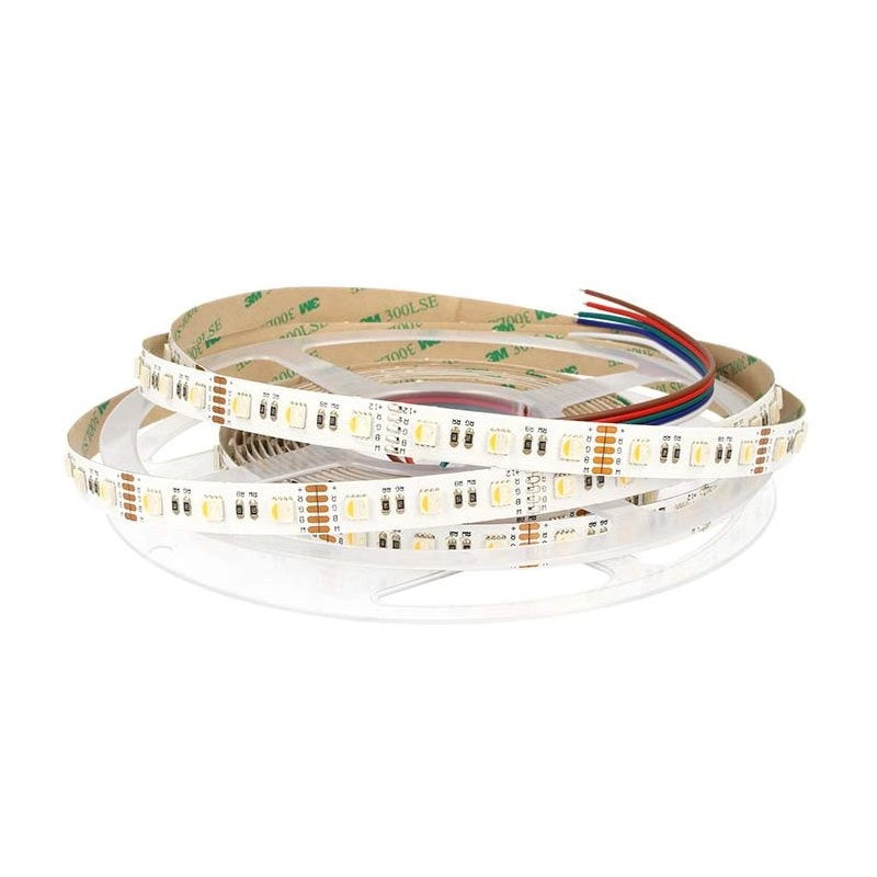 24V Bobina Striscia Led RGBW Caldo RGB+WW 20W/M 300 Smd 5 Metri Larghezza 12mm