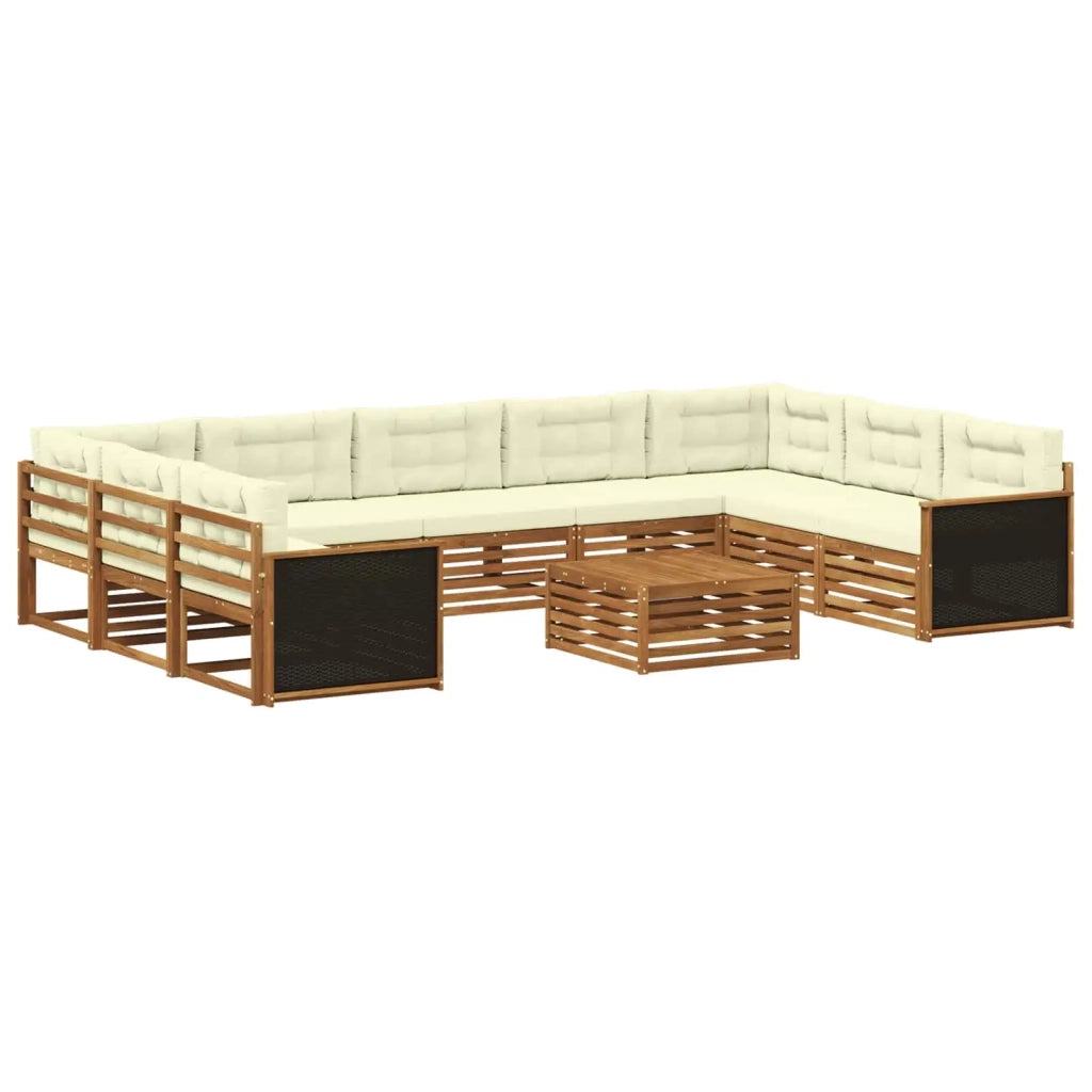 Set di divani da esterno 10 pz Naturale e Crema 3383853