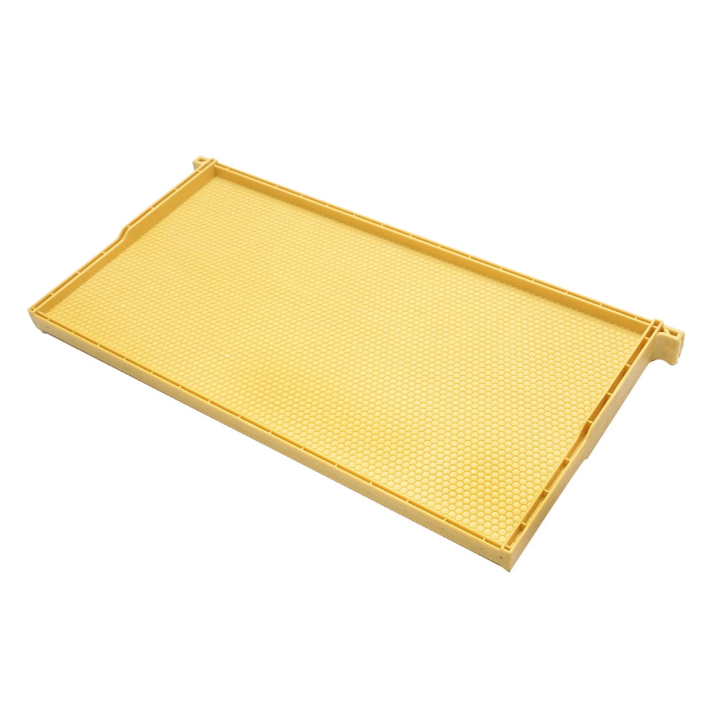 Telaio per arnia in plastica gialla, dimensioni 483x448x232 mm.