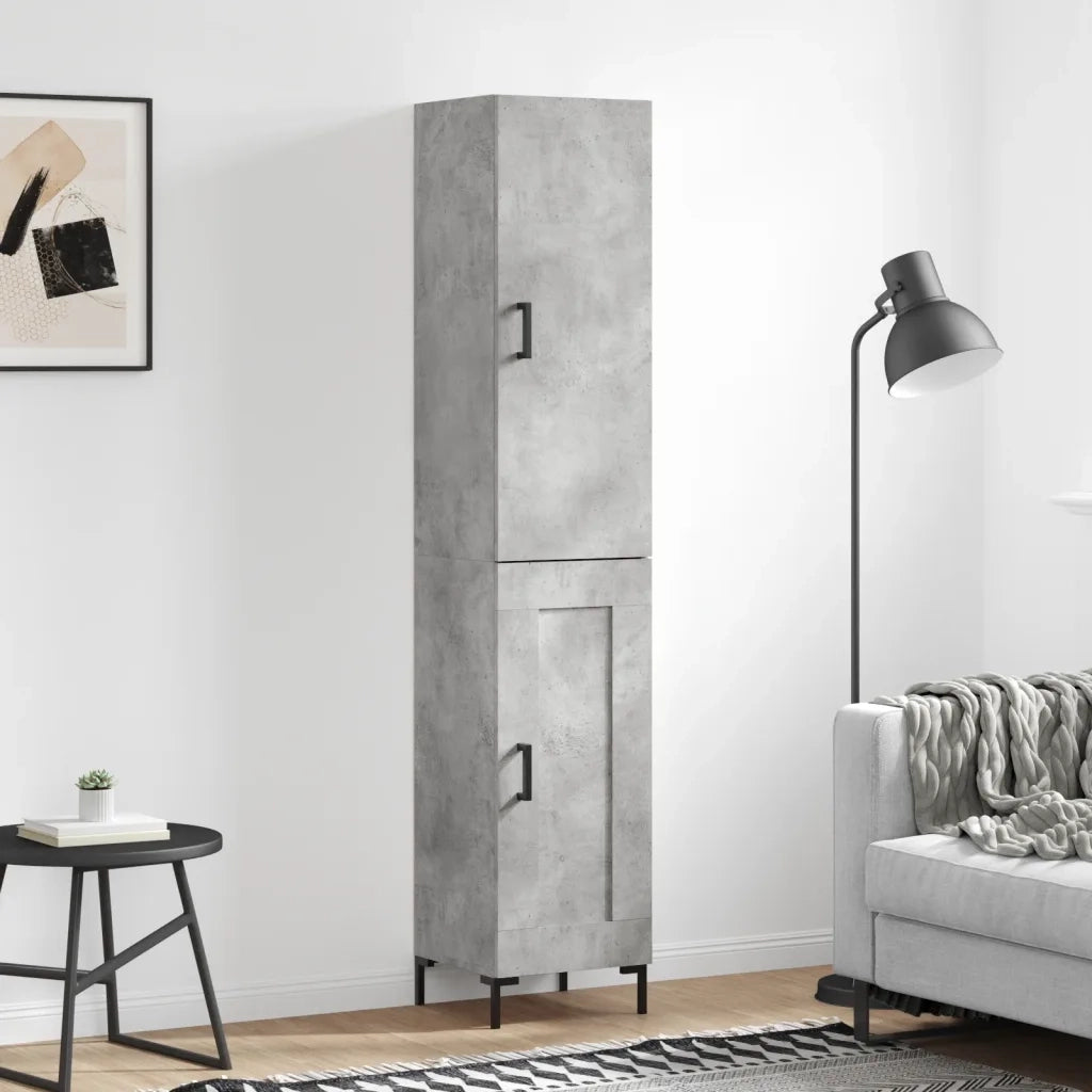 Credenza-Buffet-Armadio da cucina Grigio Cemento 34,5x34x180 cm in Legno Multistrato 277795