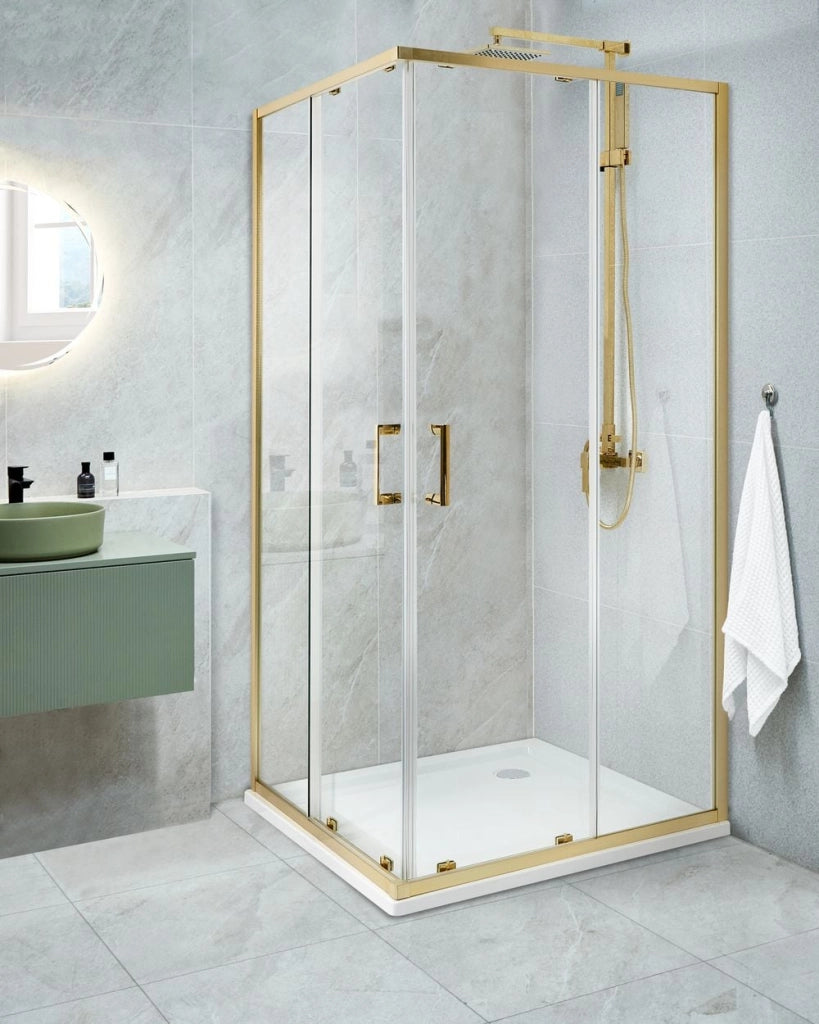 Box Doccia Vetro Temperato Argento Cornice Alluminio Doppia Porta 80x80x185cm