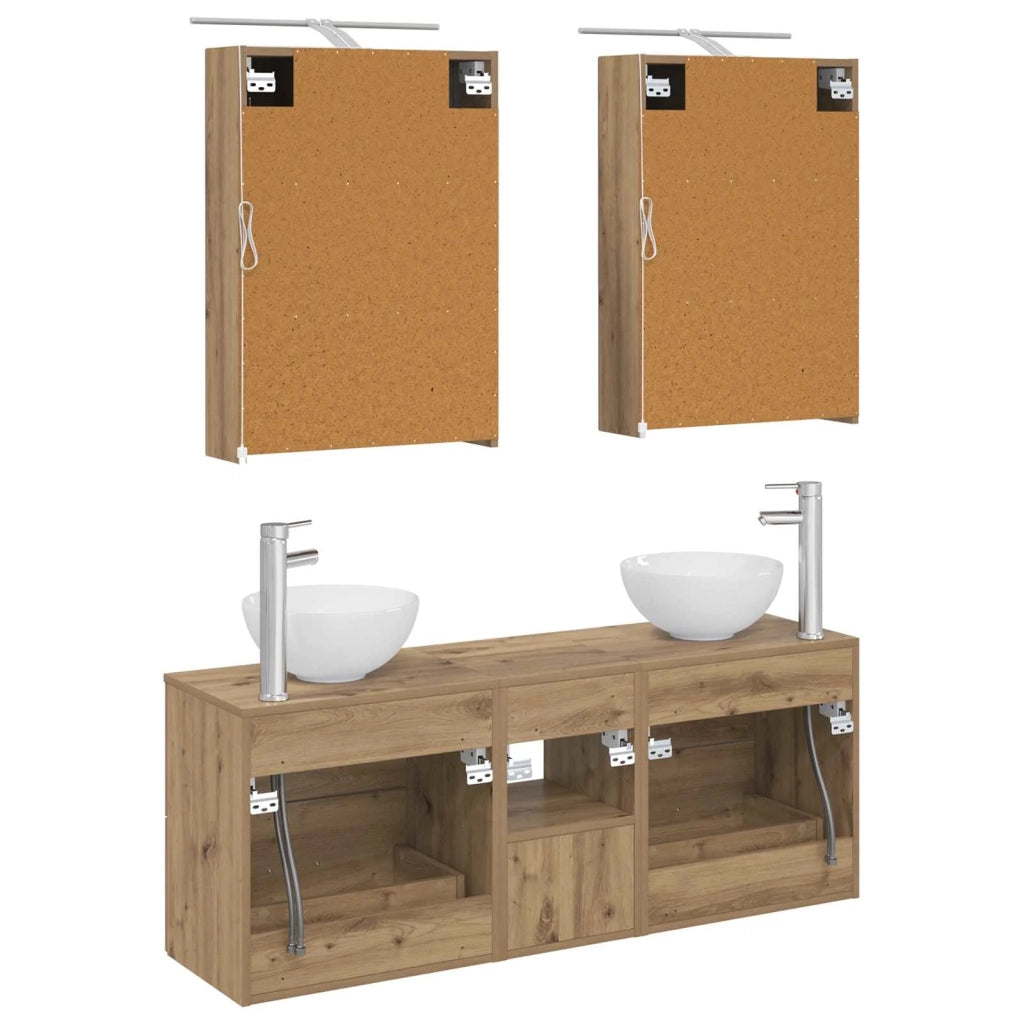 Set di Armadi da Bagno 5 pcs Rovere Artigianale 3406678