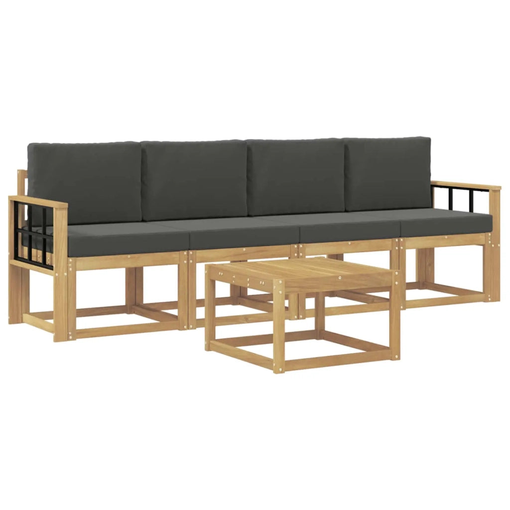 Set di divani da esterno con cuscino 5 pcs Bianco e Antracite