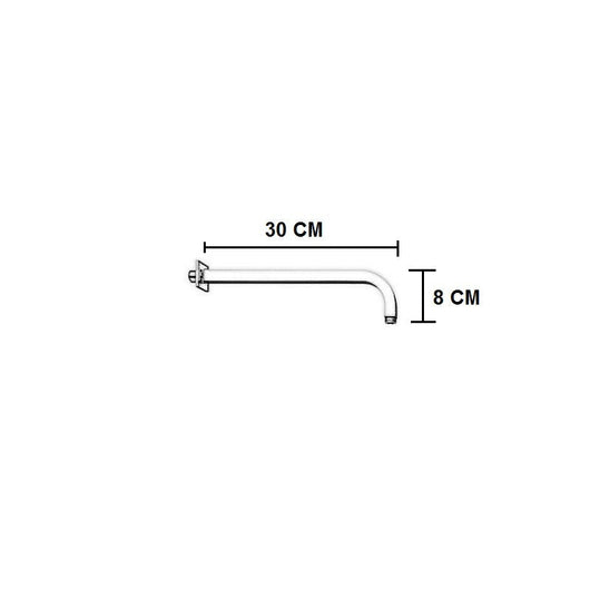 Braccio di sostegno per doccia quadrato in ottone pesante da 30 cm