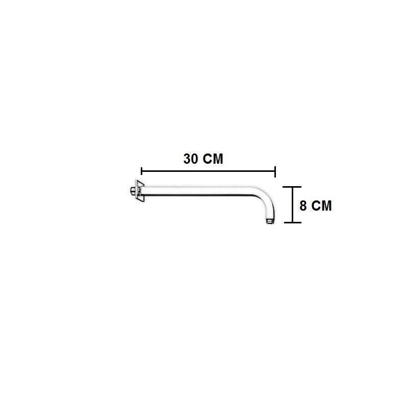 Braccio di sostegno per doccia quadrato in ottone pesante da 30 cm