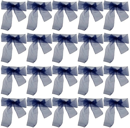 Fascia di protezione per sedili 20 pezzi - Blu scuro - Organza - Lusso - Duraturo - Installazione semplice - Fascia per sedili