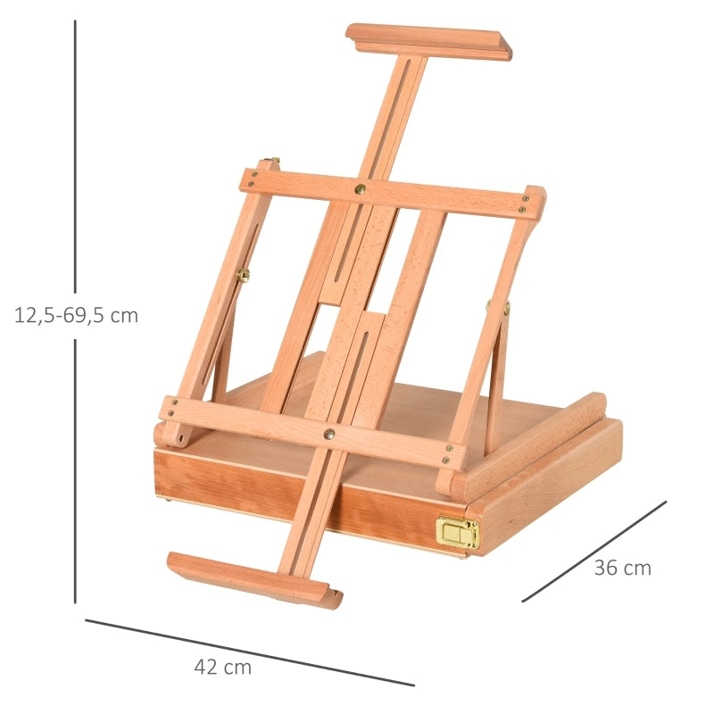 CAVALLETTO DA PITTURA Regolabile 42x36x12,5 cm Legno Naturale