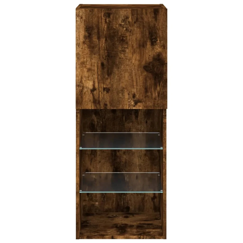Mobile TV multimediale mensola TV credenza mobile TV per sala da pranzo soggiorno camera da letto con luci a LED rovere affumicato 40,5 x 30 x 102 cm marrone 02_0026740