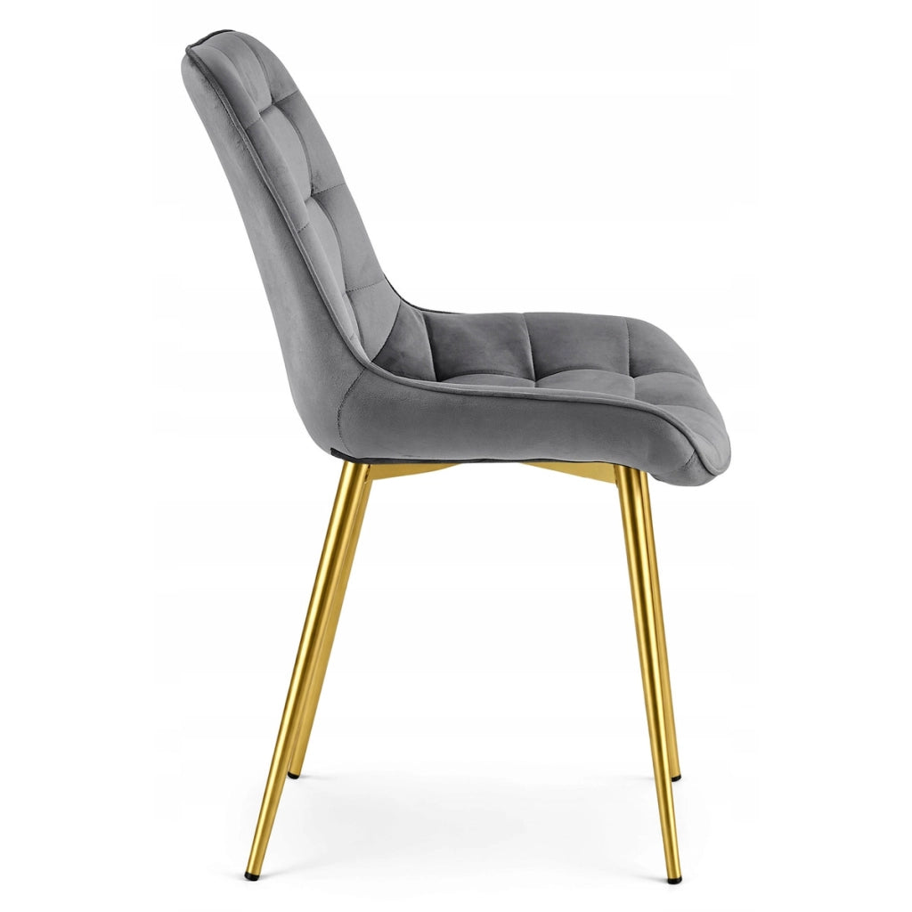 Sedia Bera in Velluto Grigio Antracite con Gambe Oro
