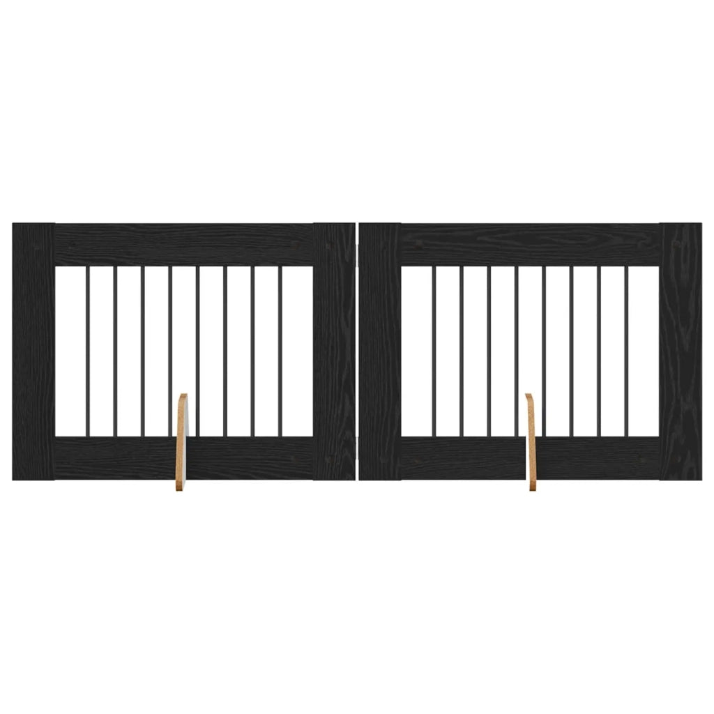 Cancello per cani con supporti 2 pcs Rovere Nero 80 x 60 cm 892127