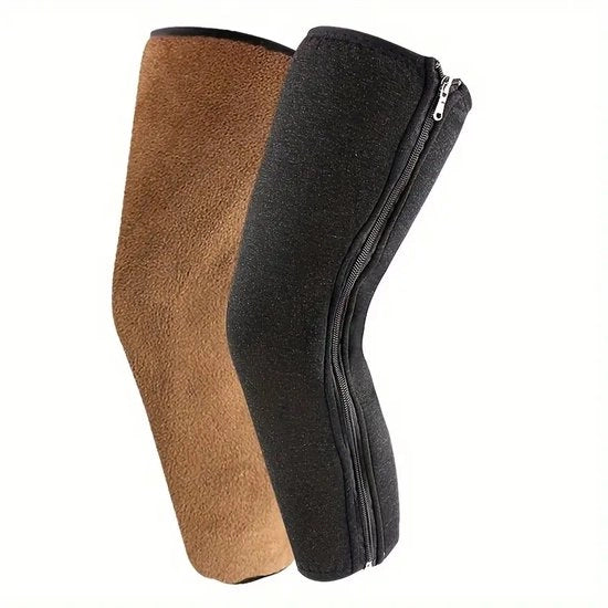 1 coppia di protettori per ginocchia invernali con doppia strato di fleece, soffice e caldo, con chiusura a raccordo, 50 cm (adatto per 90-160 kg)