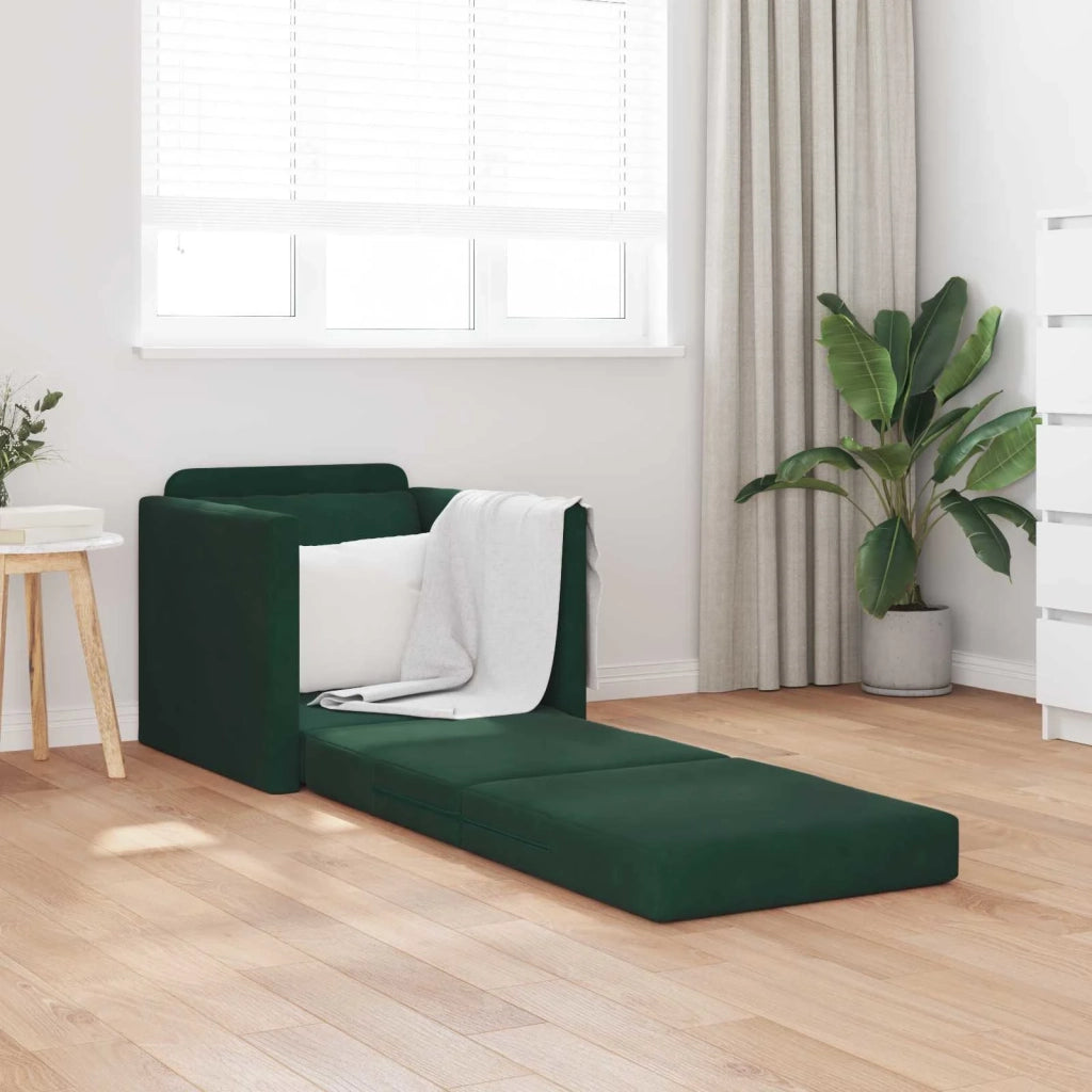Divano letto | Sof¨¤ letto | Letto singolo Verde Scuro 74 x 77 x 81 cm Velluto