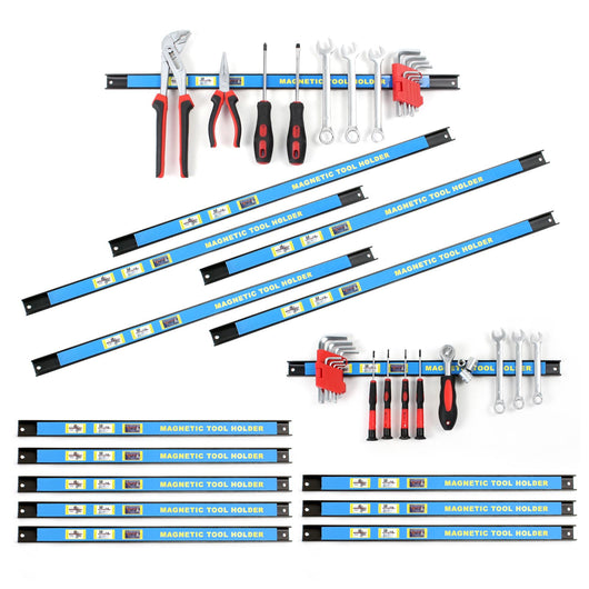 Set di 15 barre magnetiche 9x46cm/6x61cm porta utensili attrezzi montaggio a parete per officina