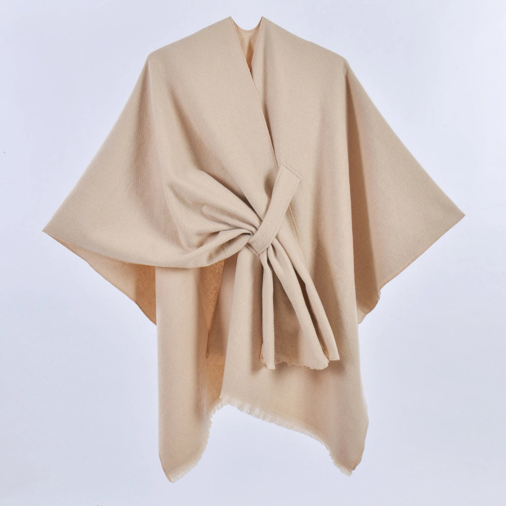 Sciarpa da donna, elegante mantello con cintura diagonale monocromatica