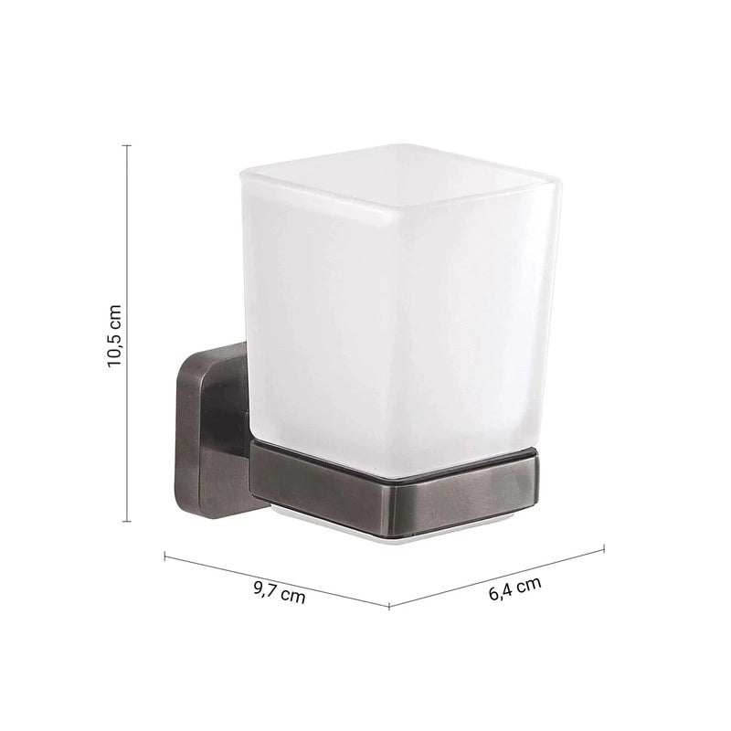 Portaspazzolini bagno Tonga gun metal  9,7 x 6,4x10,5  cm
