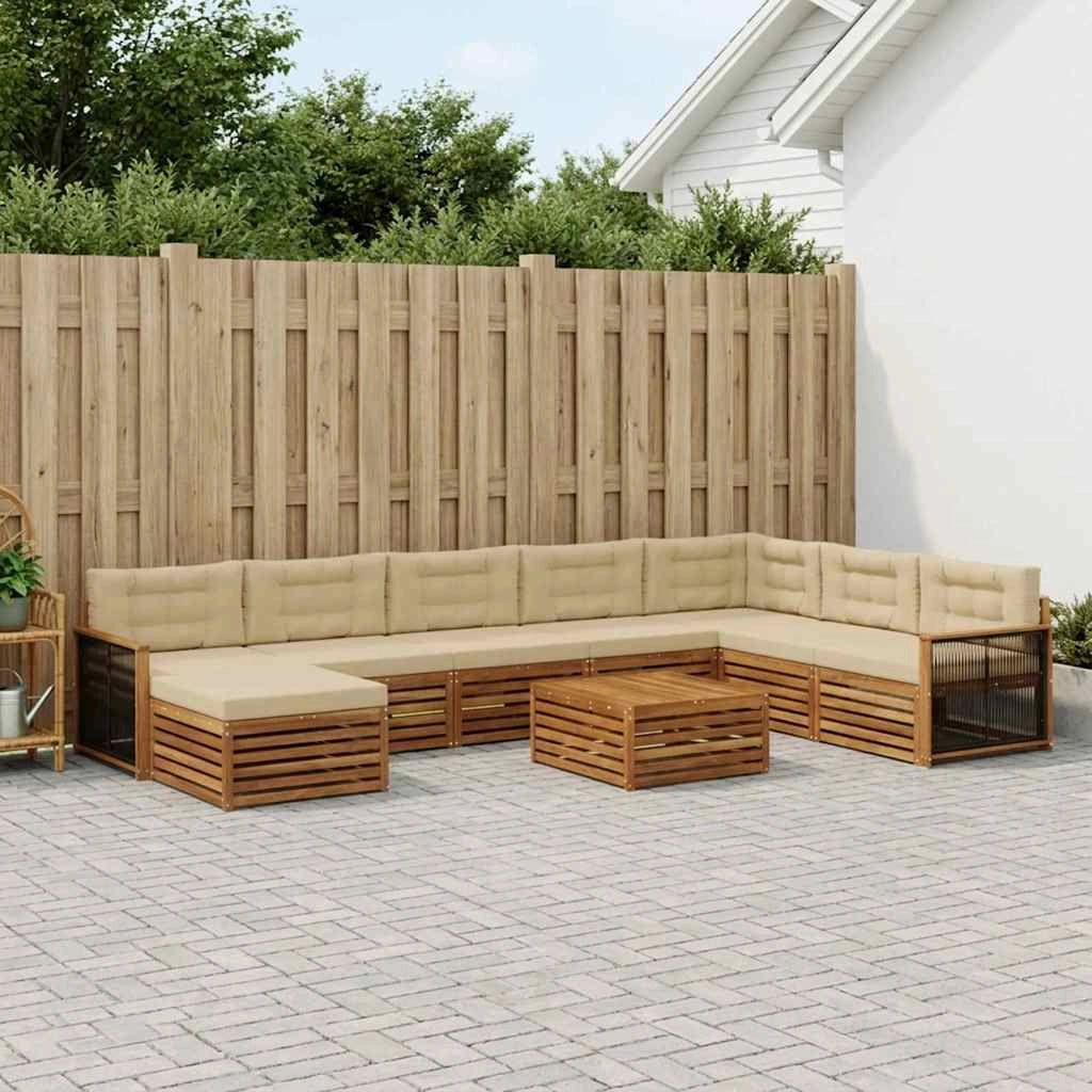 Set di divani da esterno 9 pz Naturale e Beige 3383746