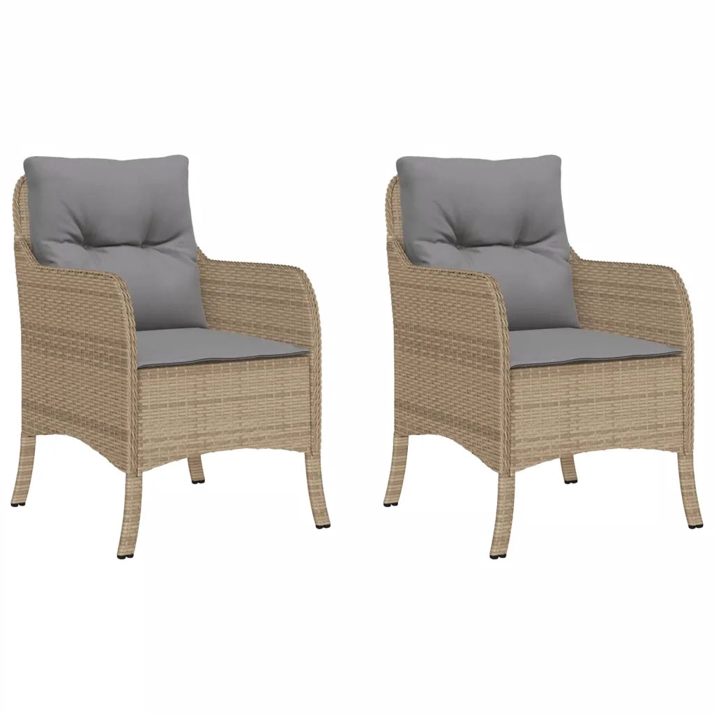 Sedie da Giardino con Cuscini 2 pz | Sedie da Esterno Beige Misto in Polyrattan