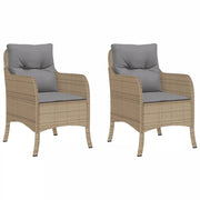 Sedie da Giardino con Cuscini 2 pz | Sedie da Esterno Beige Misto in Polyrattan