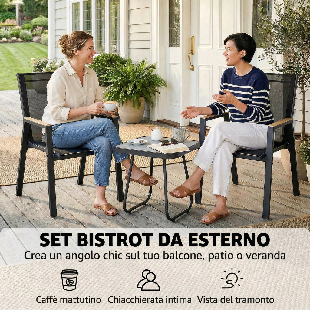 Set Bistr¨° da Esterni 3 Pezzi ¨C zephmum ¨C Tavolino con Piedini Regolabili
