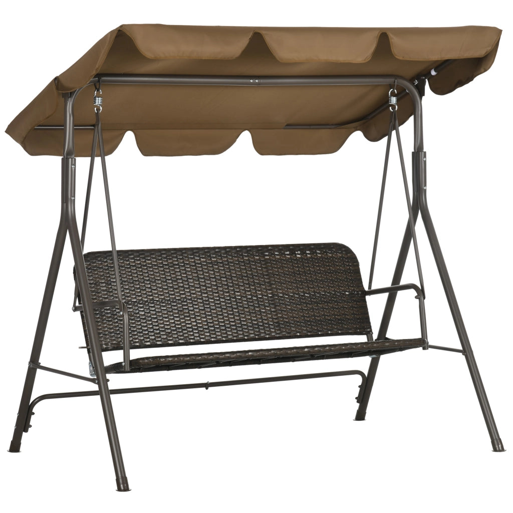 EasyComfort Dondolo da Giardino 3 Posti con Tettuccio Regolabile in Rattan PE e Acciaio, 167x112x153cm