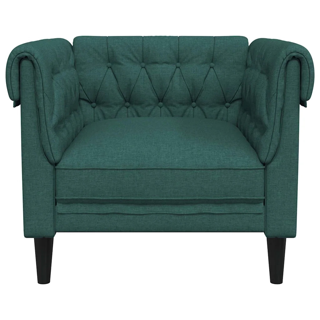 Poltrona Chesterfield Verde Scuro in Tessuto 372542