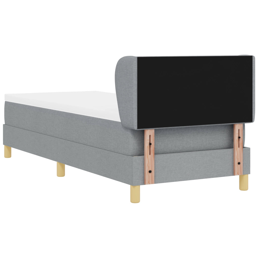Letto Box Spring con Materasso Grigio Chiaro 80x200 cm in Tessuto