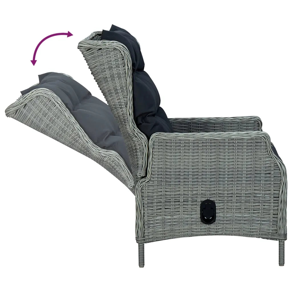 Set da Pranzo da Giardino 5 pz Grigio Chiaro in Polyrattan cod mxl 41211