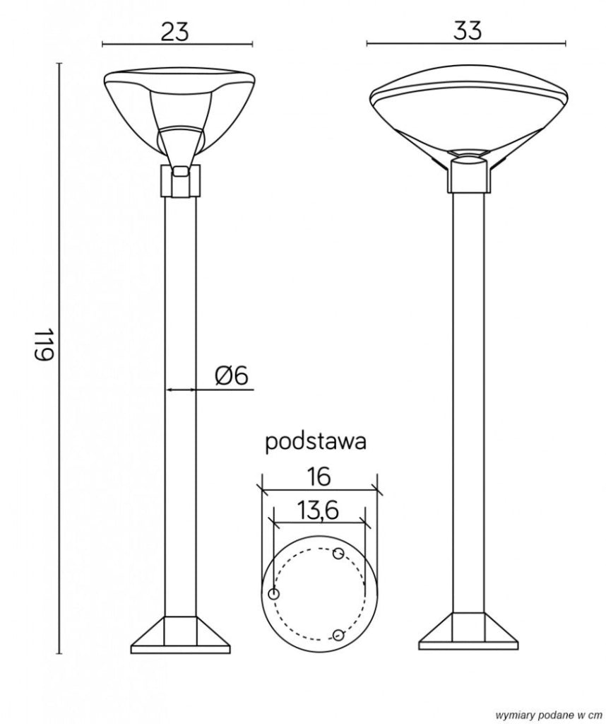 Lampada da giardino a paletto SU-MA TEO 2 119cm E27 nera IP54