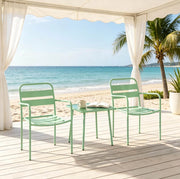 Set bistrot da giardino 3 pezzi verde con tavolo 50x50 cm e 2 sedie in acciaio e vetro temperato