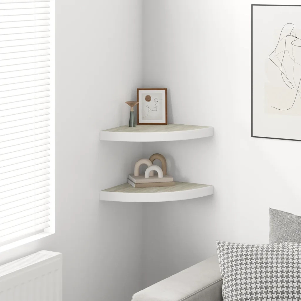 Mensole Angolari 2pz Rovere e Bianco 35x35x3,8 cm in MDF cod mxl 59202