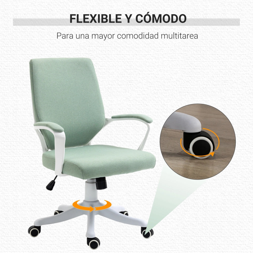 Sedia da Ufficio Girevole e Basculante con Braccioli Regolabile in Altezza ¨C zephmum ¨C Verde 62x69x92-100 cm
