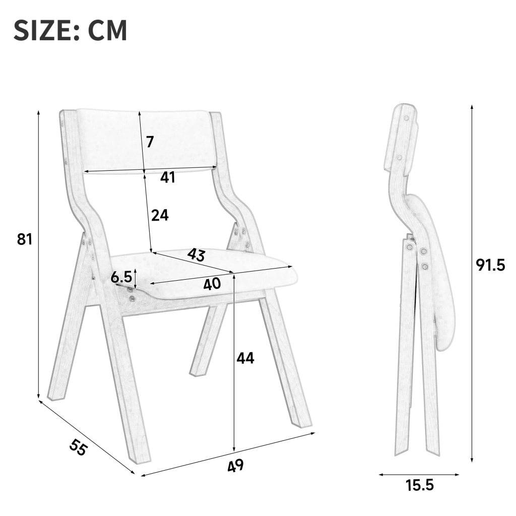 SEDIA Pieghevole Set da 4 pezzi in Legno massello e Lino Beige