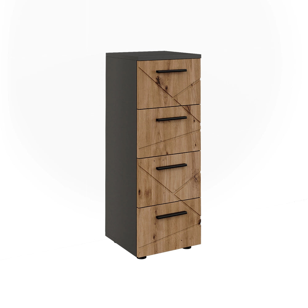 Vicco Mobiletto midi Antracite/Artisan 30 x 81 cm con 4 cassetti