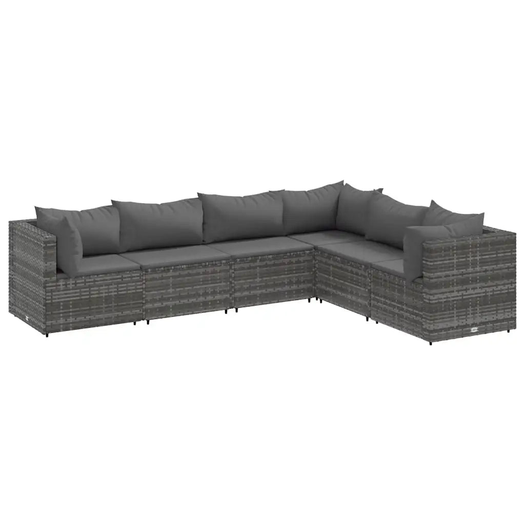 Set Divani da Giardino 6 pz con Cuscini in Polyrattan Grigio 3308138