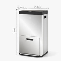 Pattumiera a Pedale 3 Sezioni da 56L 45,7x35,8x76 cm Argento