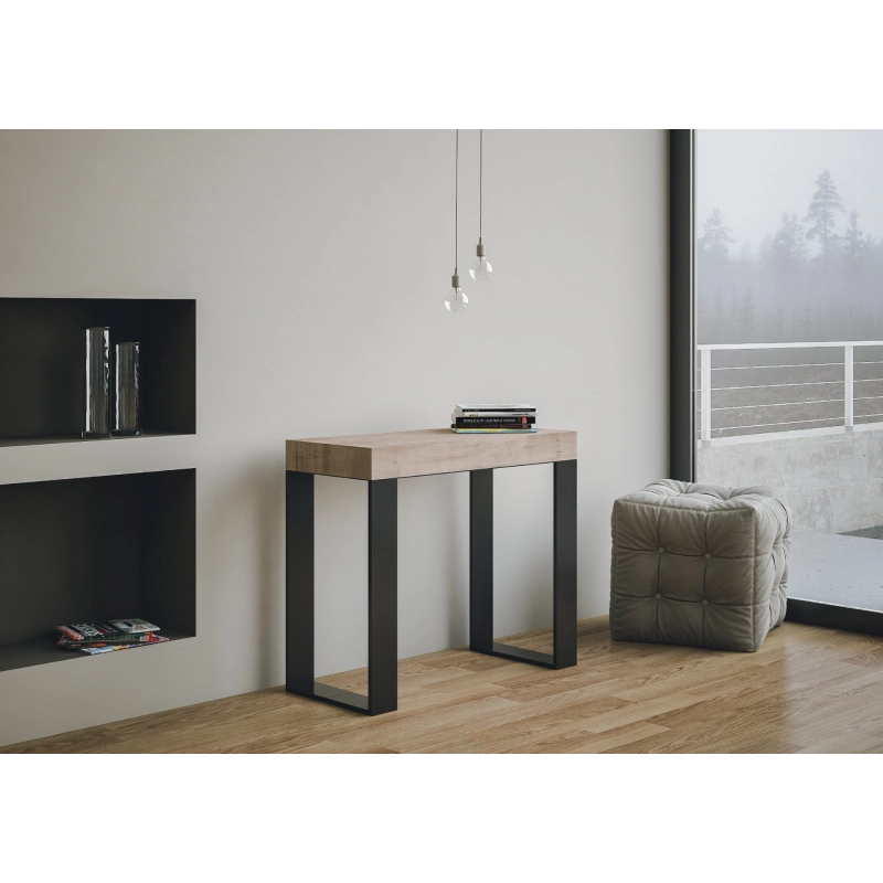 Consolle allungabile 90x40/196 cm Tecno Small Premium telaio Antracite - Quercia Natura