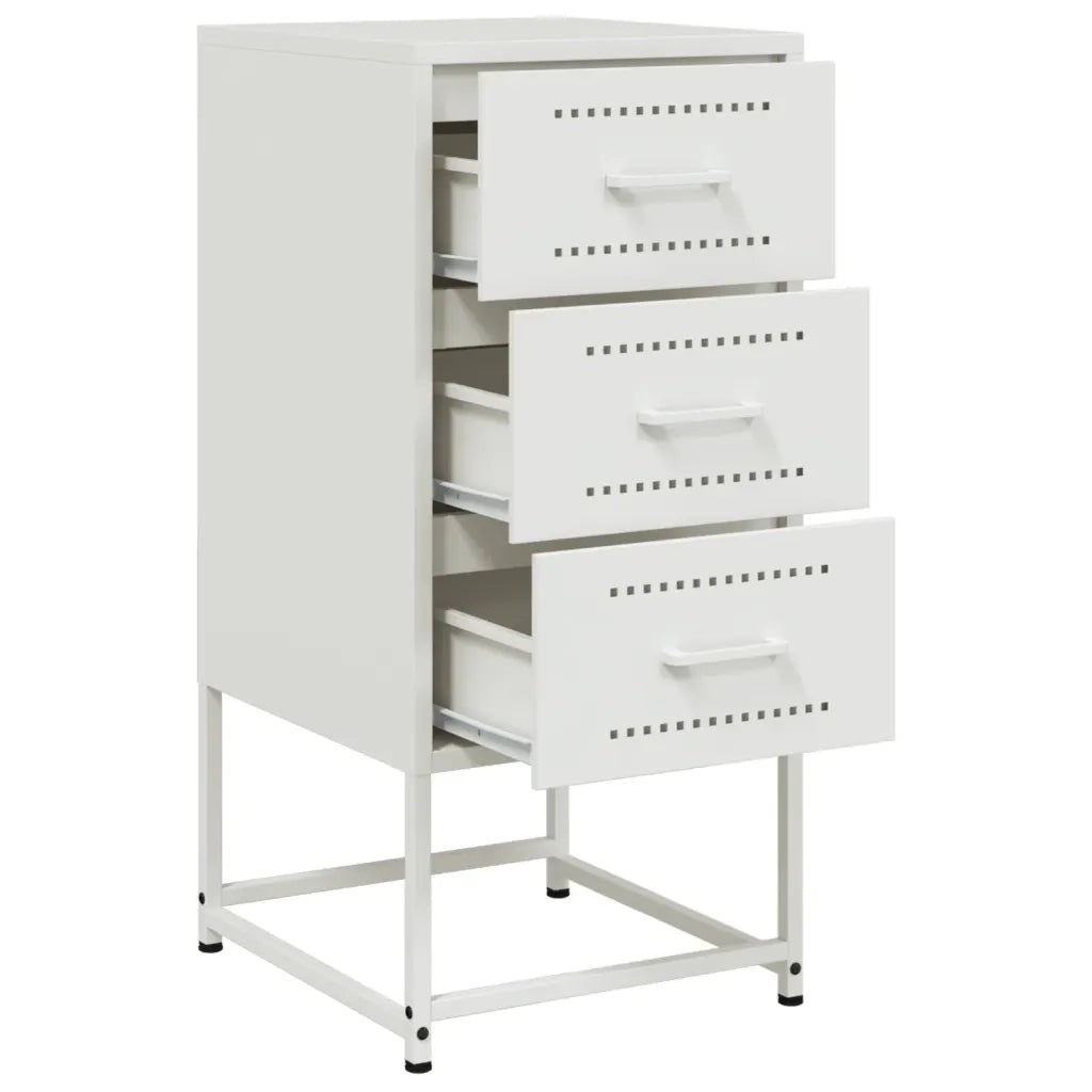 Comodini 2 pz-Set di 2 Tavolino da notte Bianchi 36x39x78 cm in Acciaio 742467