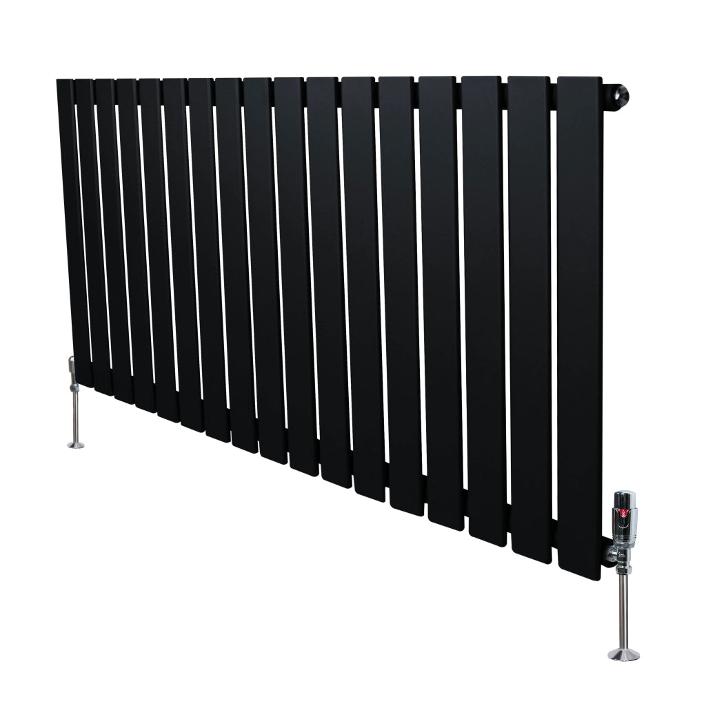Radiatore Orizzontale 600 x 1190 mm con Valvole TRV Nero